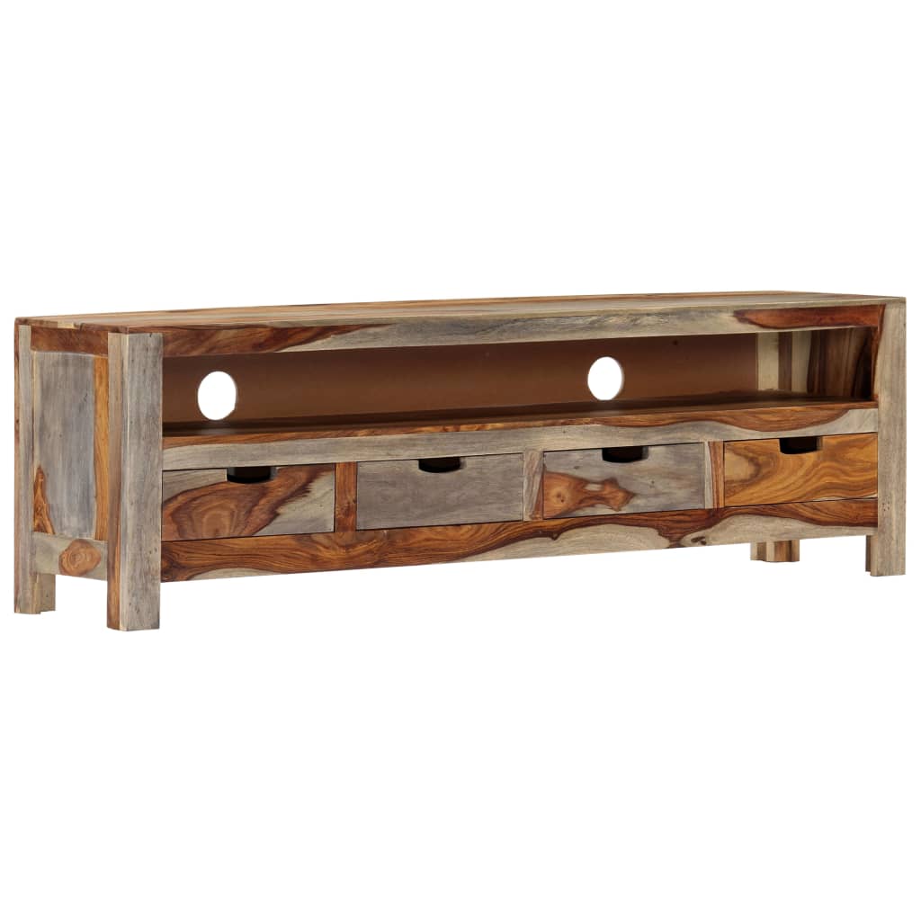 Mueble de TV madera maciza de acacia 130x30x40 cm