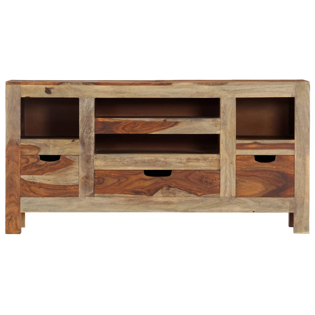 Aparador de madera maciza de acacia gris 100x30x50 cm