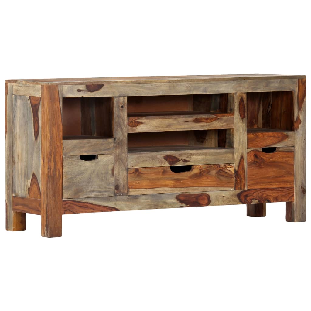 Aparador de madera maciza de acacia gris 100x30x50 cm