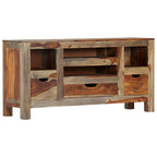 Aparador de madera maciza de acacia gris 100x30x50 cm