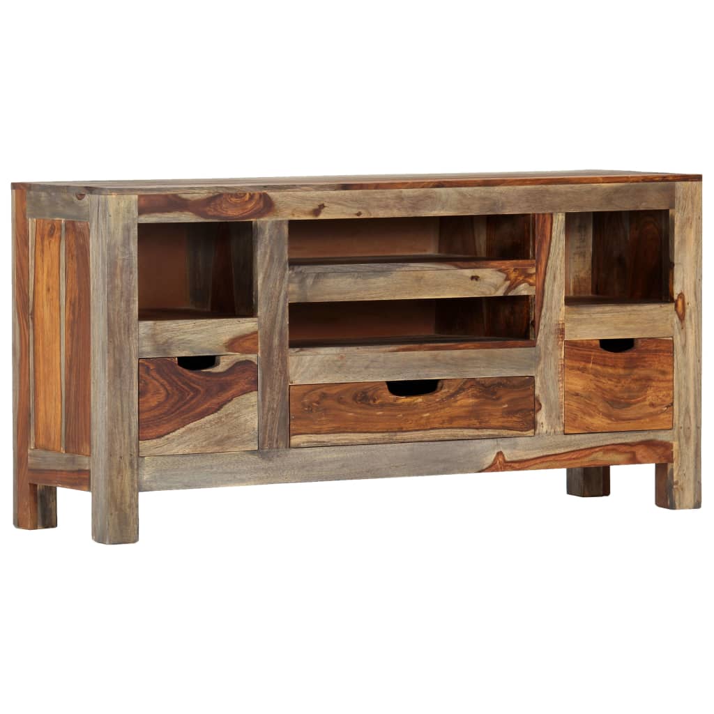 Aparador de madera maciza de acacia gris 100x30x50 cm