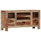 Aparador de madera maciza de acacia gris 100x30x50 cm