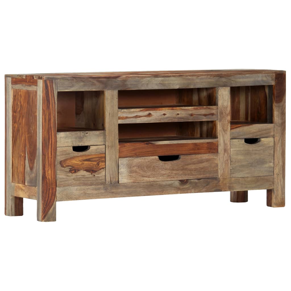 Aparador de madera maciza de acacia gris 100x30x50 cm