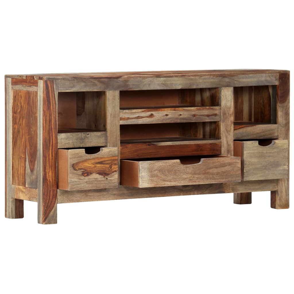 Aparador de madera maciza de acacia gris 100x30x50 cm