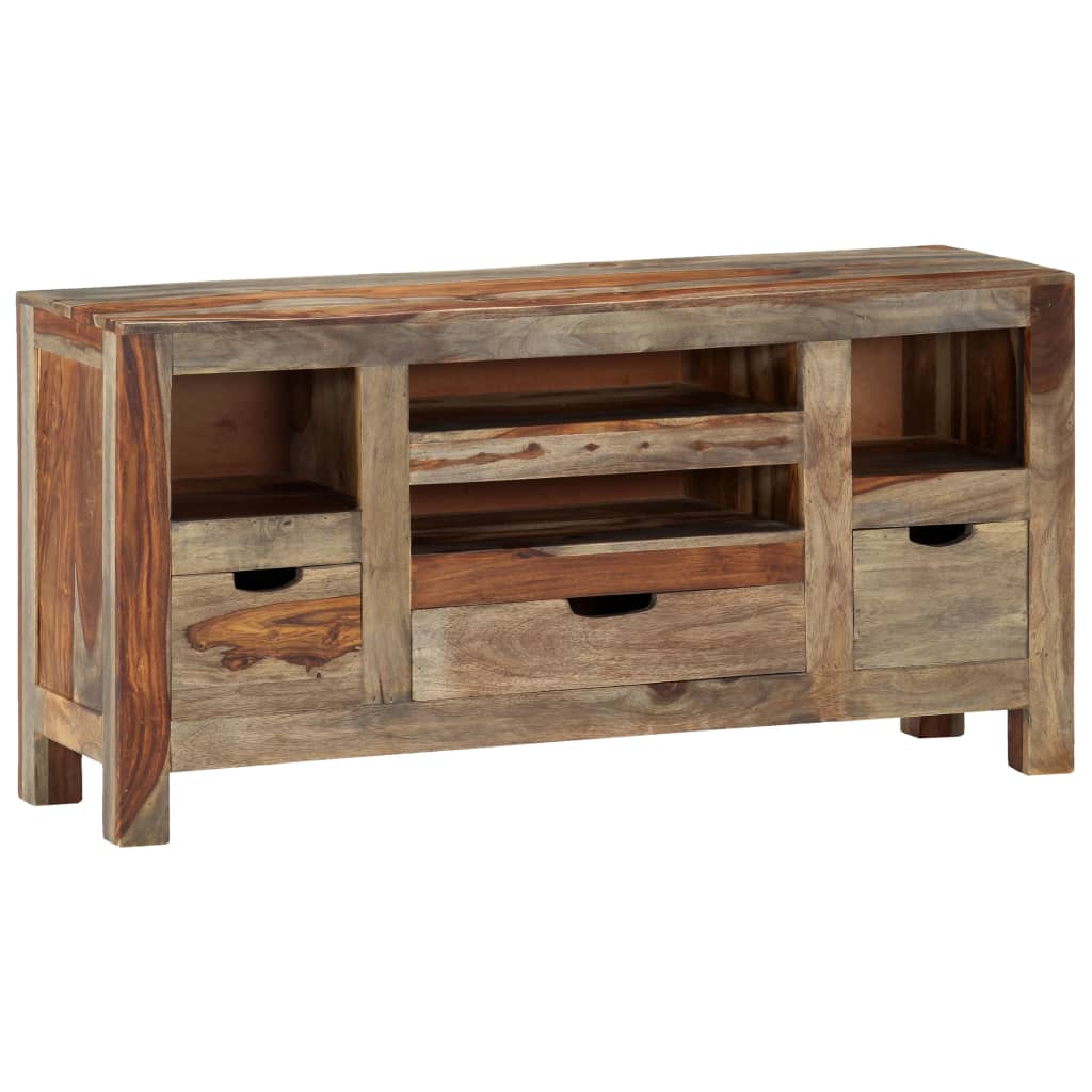 Aparador de madera maciza de acacia gris 100x30x50 cm