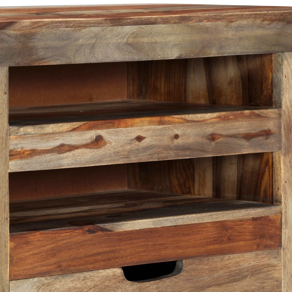 Aparador de madera maciza de acacia gris 100x30x50 cm