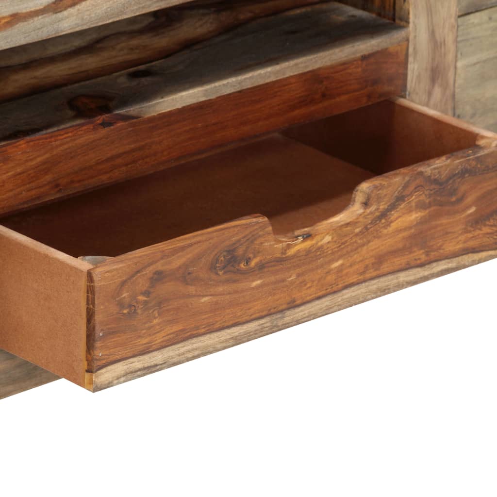 Aparador de madera maciza de acacia gris 100x30x50 cm