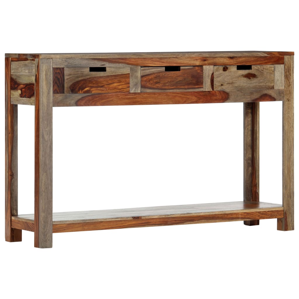 Mesa consola con 3 cajones madera maciza acacia 120x30x75cm