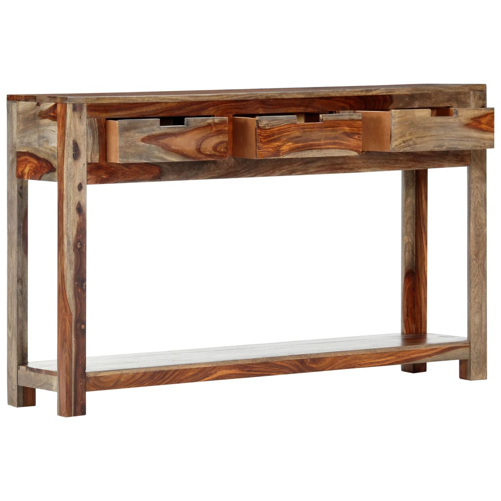 Mesa consola con 3 cajones madera maciza acacia 120x30x75cm