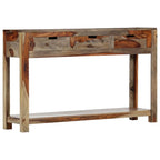 Mesa consola con 3 cajones madera maciza acacia 120x30x75cm