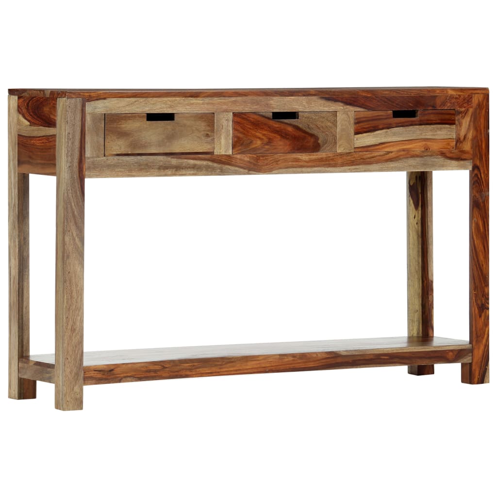 Mesa consola con 3 cajones madera maciza acacia 120x30x75cm