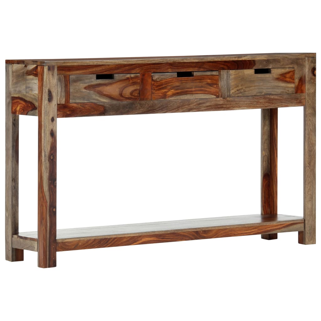 Mesa consola con 3 cajones madera maciza acacia 120x30x75cm