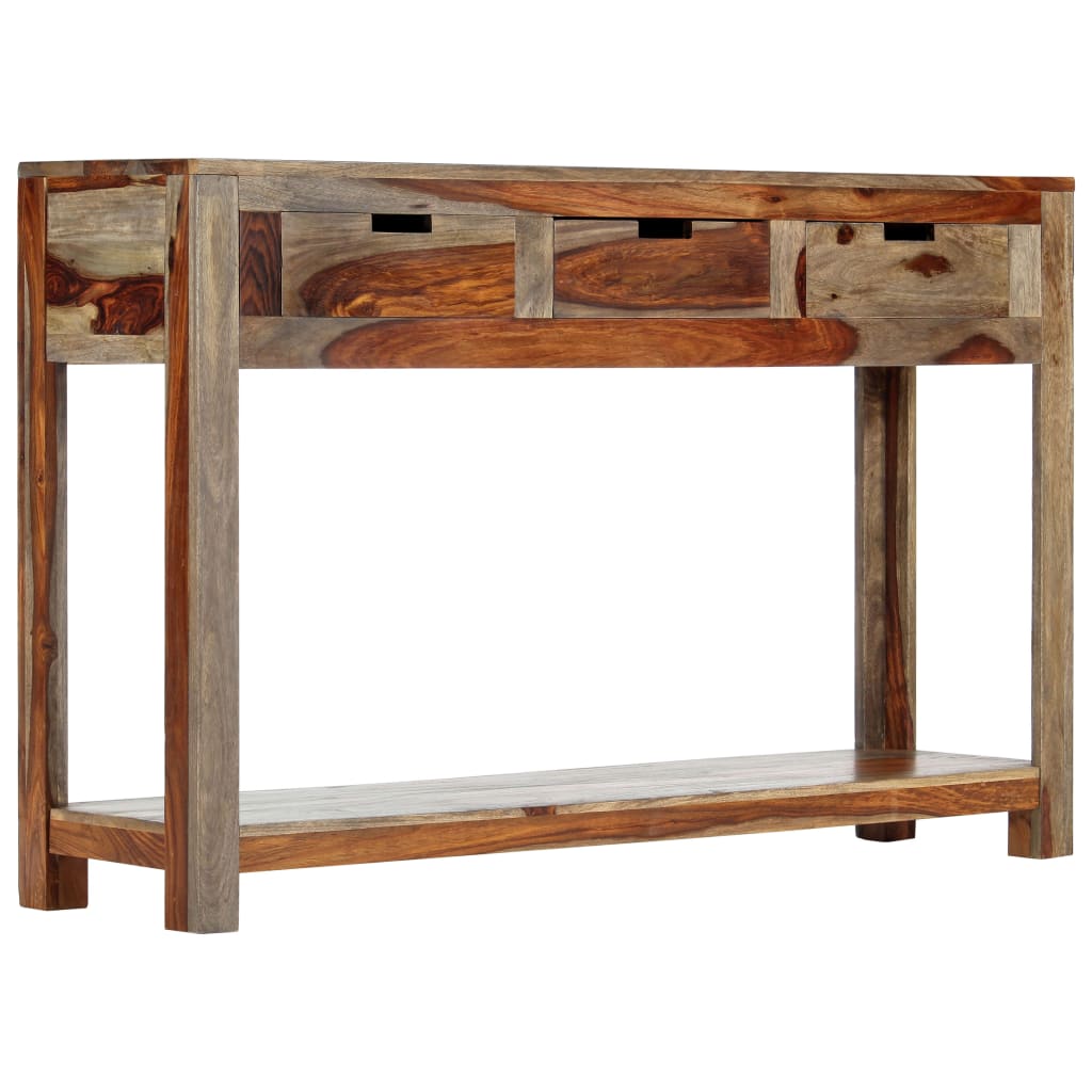 Mesa consola con 3 cajones madera maciza acacia 120x30x75cm