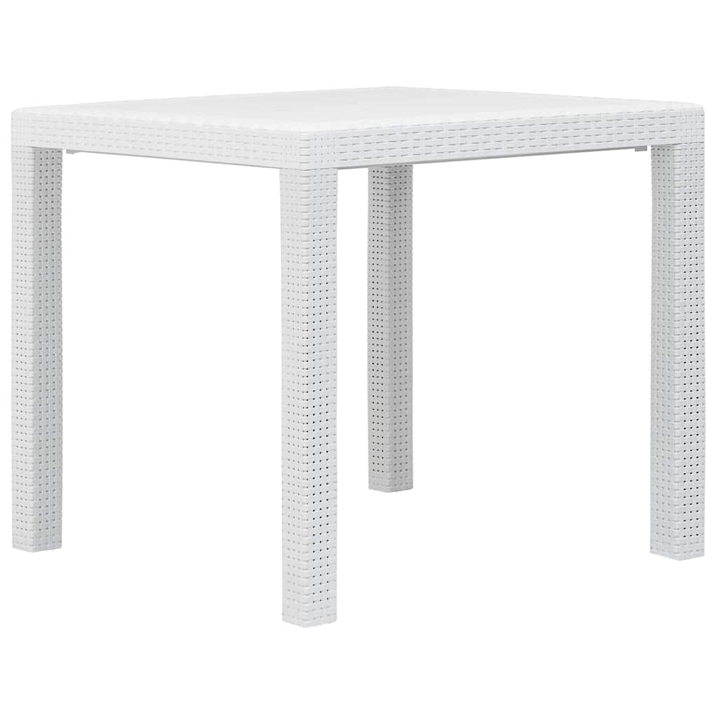 Mesa de jardim aspeto vime plástico branca 220x90x72 cm