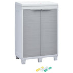 Cubo de basura para jardín con 3 bolsas gris claro 65x38x102cm