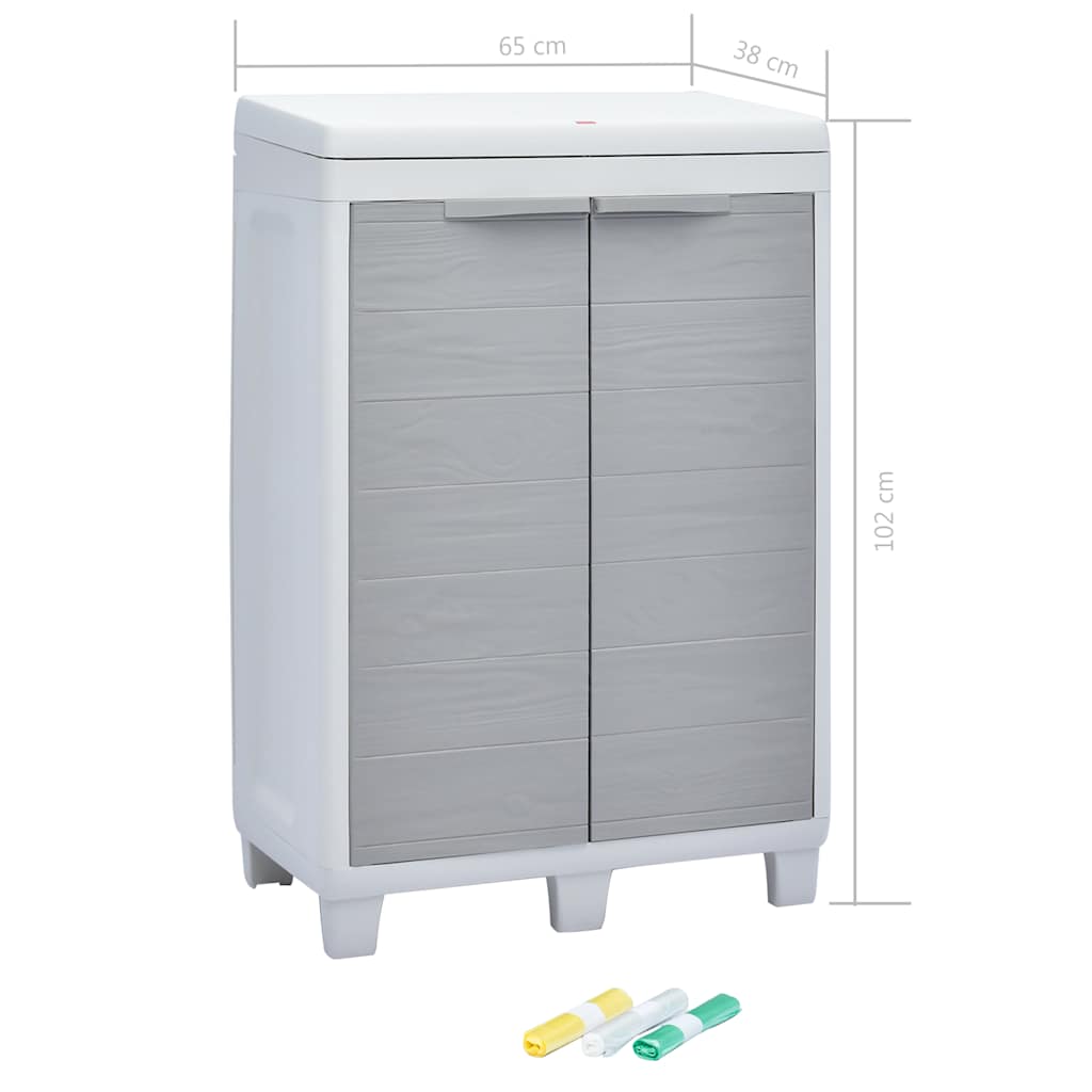 Cubo de basura para jardín con 3 bolsas gris claro 65x38x102cm