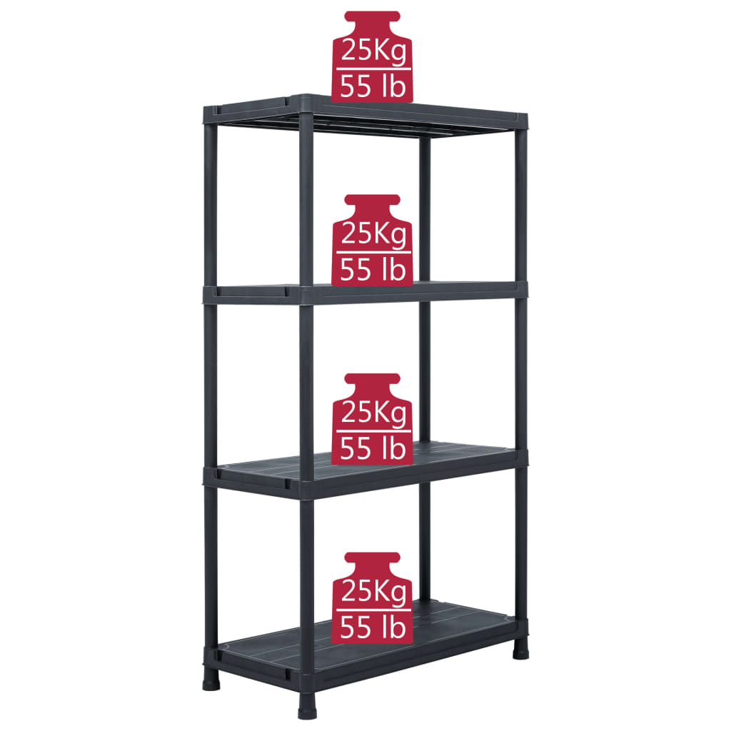 Estantería de plástico 100 kg 60x30x138 cm negro