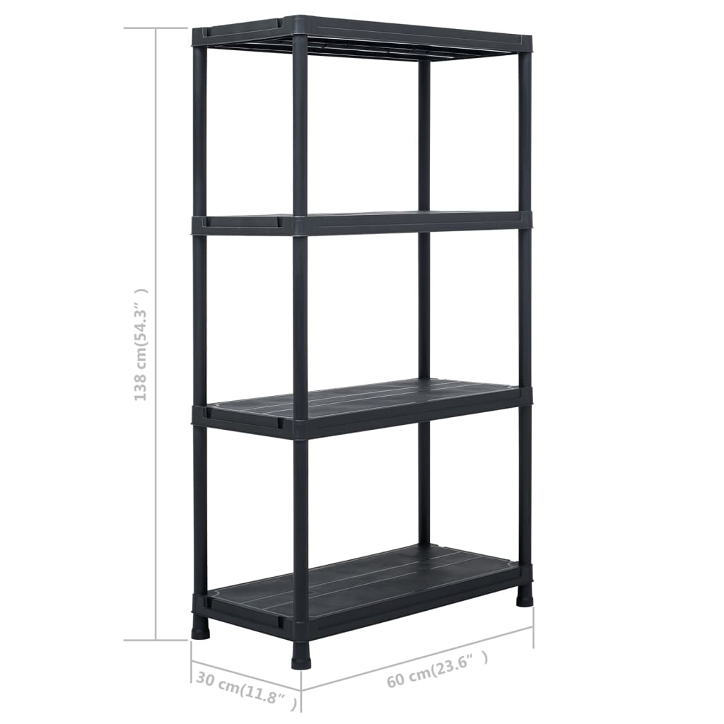 Estantería de plástico 100 kg 60x30x138 cm negro