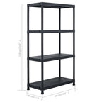 Estantería de plástico 100 kg 60x30x138 cm negro