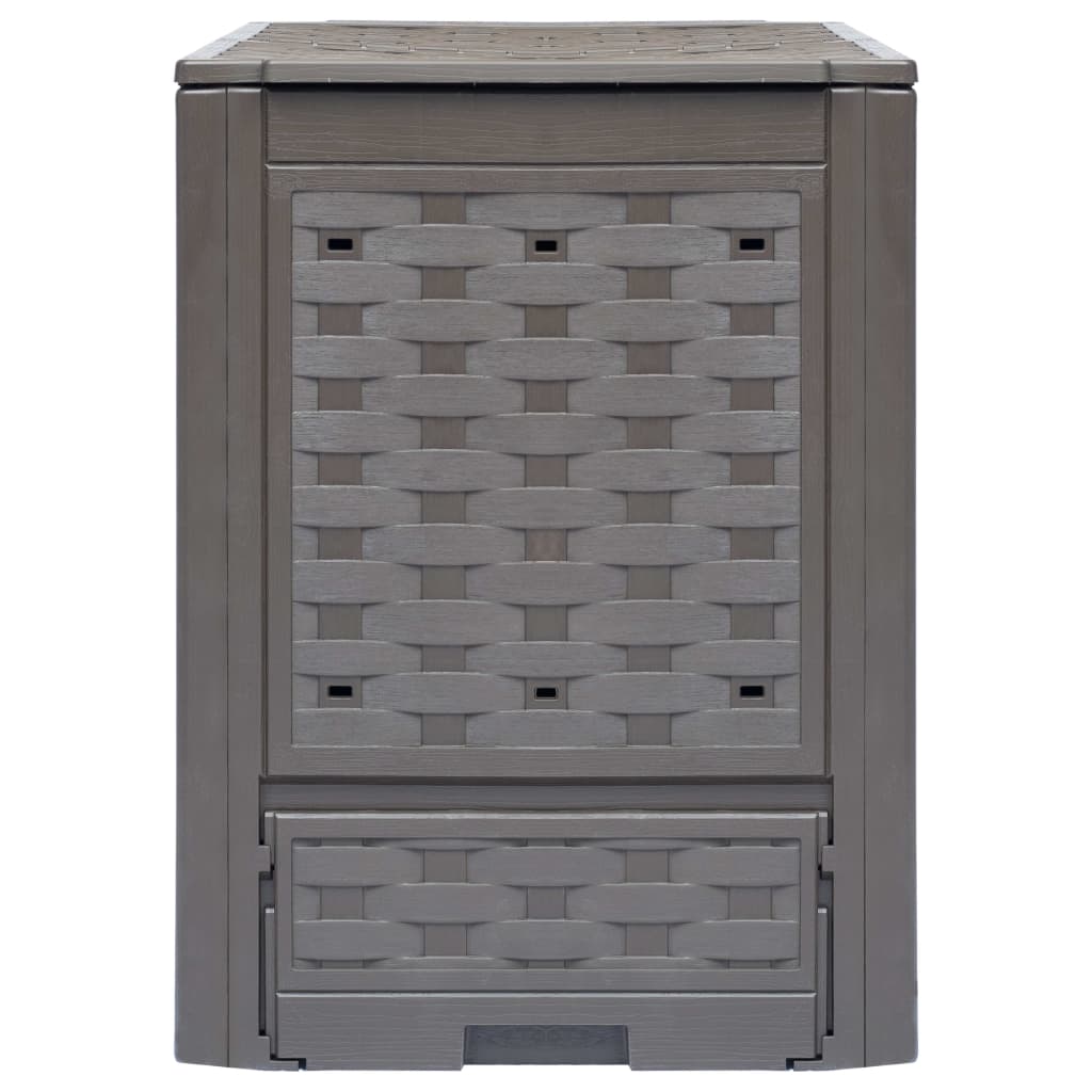 Compostador de jardín marrón plástico ratán 60x60x83 cm 300 L