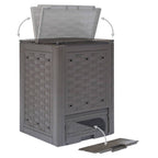 Compostador de jardín marrón plástico ratán 60x60x83 cm 300 L