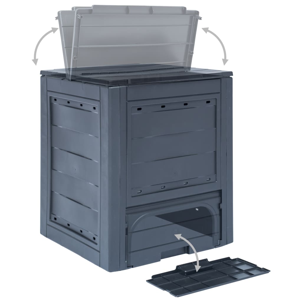 Compostador de jardín gris 60x60x73 cm 260 L
