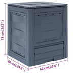 Compostador de jardín gris 60x60x73 cm 260 L