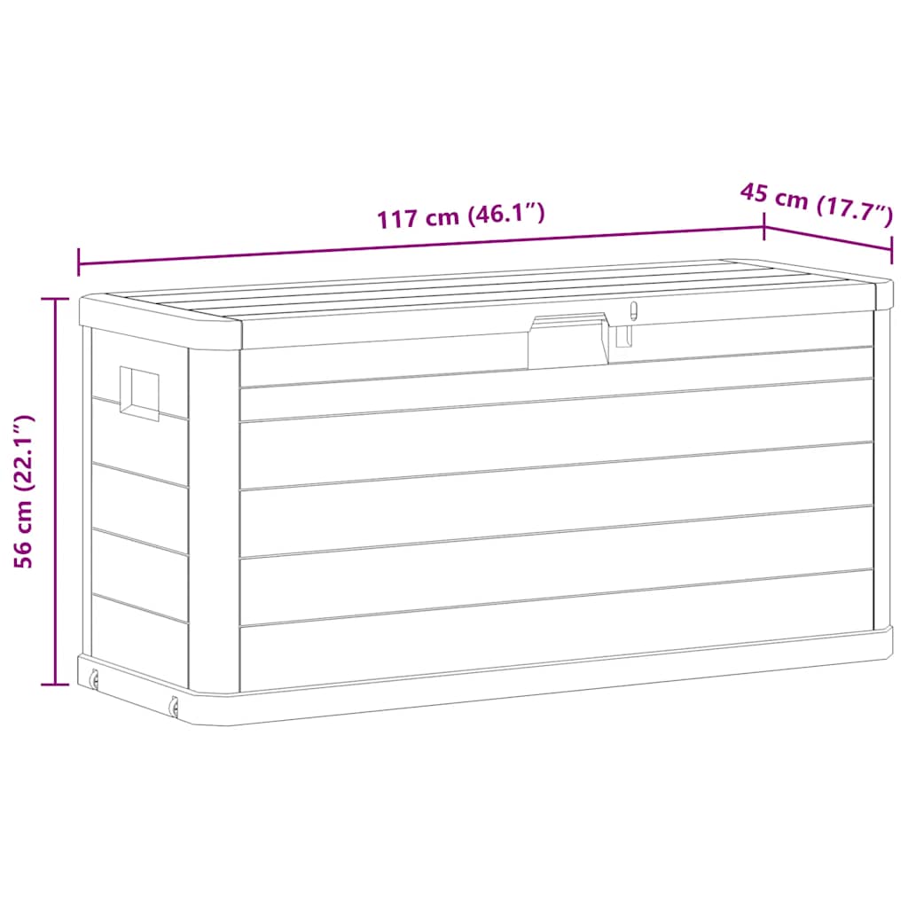 Caja de almacenamiento de jardín 280 L gris claro