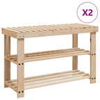 Zapatero 2 en 1 con banco 2 uds madera maciza