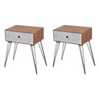Mesitas de noche con cajón 2 unidades marrón