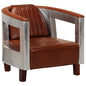 Brown genuine leather aviator armchair