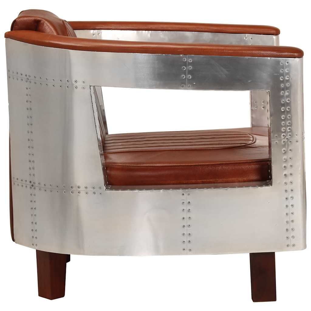 Sillon de aviador de cuero auténtico marrón