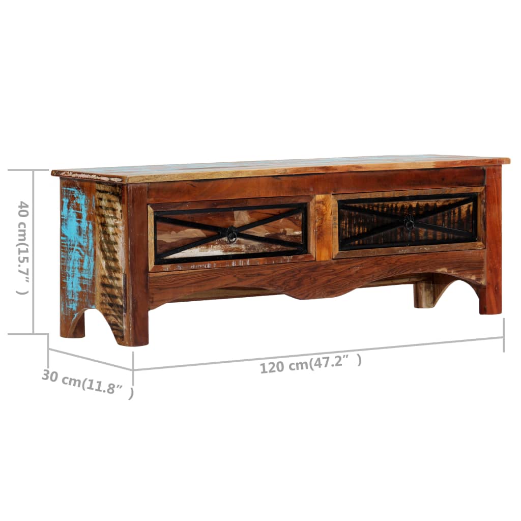 Mueble para TV de madera maciza reciclada 120x30x40 cm