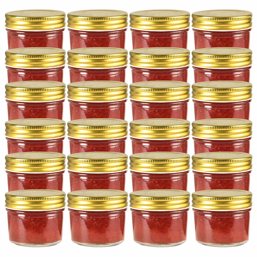 Tarros de mermelada de vidrio con tapa dorada 48 uds 230 ml