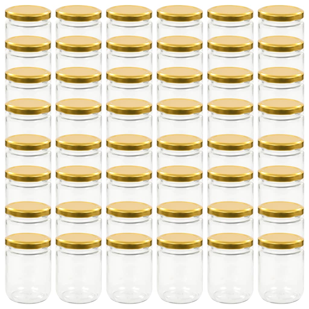 Tarros de mermelada de vidrio con tapa dorada 48 uds 230 ml