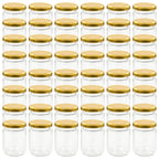 Tarros de mermelada de vidrio con tapa dorada 48 uds 230 ml