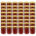 Tarros de mermelada de vidrio con tapa dorada 48 uds 230 ml
