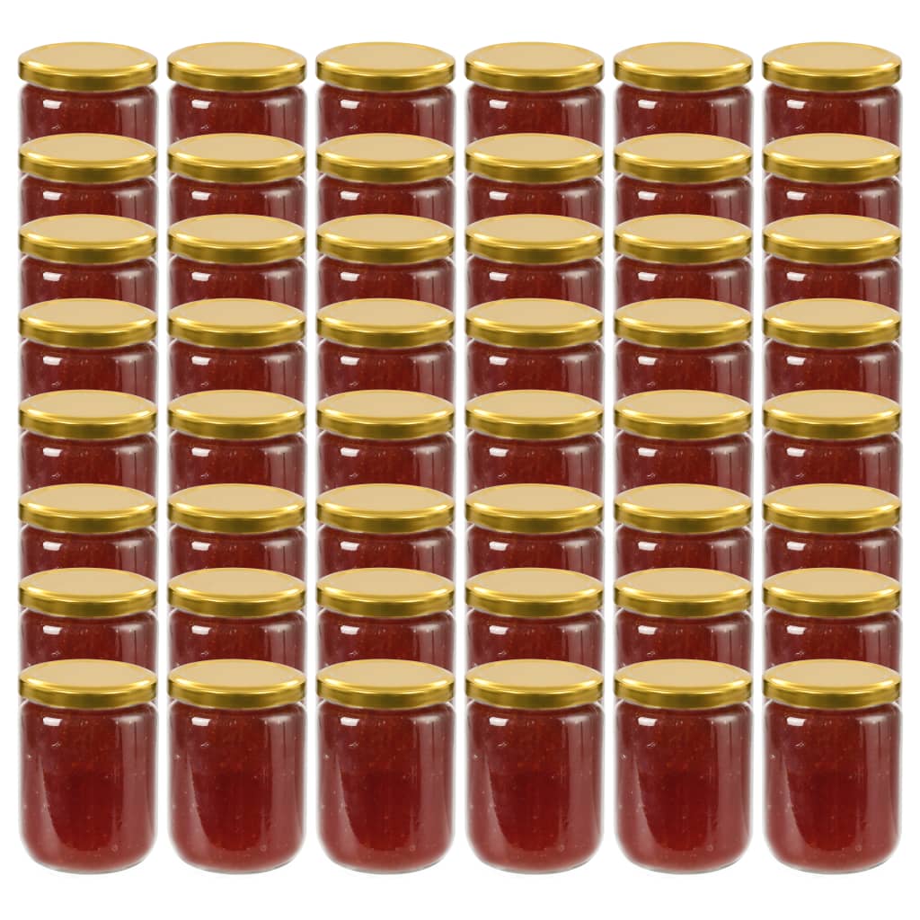 Tarros de mermelada de vidrio con tapa dorada 48 uds 230 ml