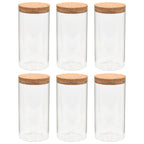 Tarros de almacenaje con tapa de corcho 6 unidades 1100 ml