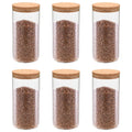 Tarros de almacenaje con tapa de corcho 6 unidades 1100 ml