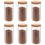 Tarros de almacenaje con tapa de corcho 6 unidades 1100 ml