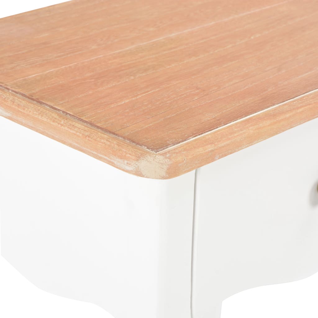 Mesita de noche madera maciza de pino blanco marrón 40x30x50 cm