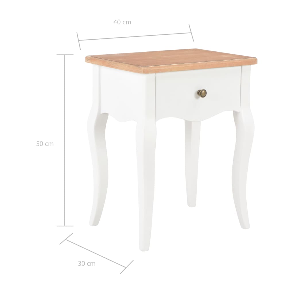 Mesita de noche madera maciza de pino blanco marrón 40x30x50 cm