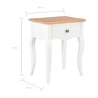 Mesita de noche madera maciza de pino blanco marrón 40x30x50 cm