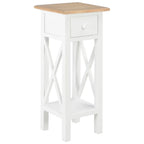 Mesa auxiliar de madera blanca 27x27x65,5 cm