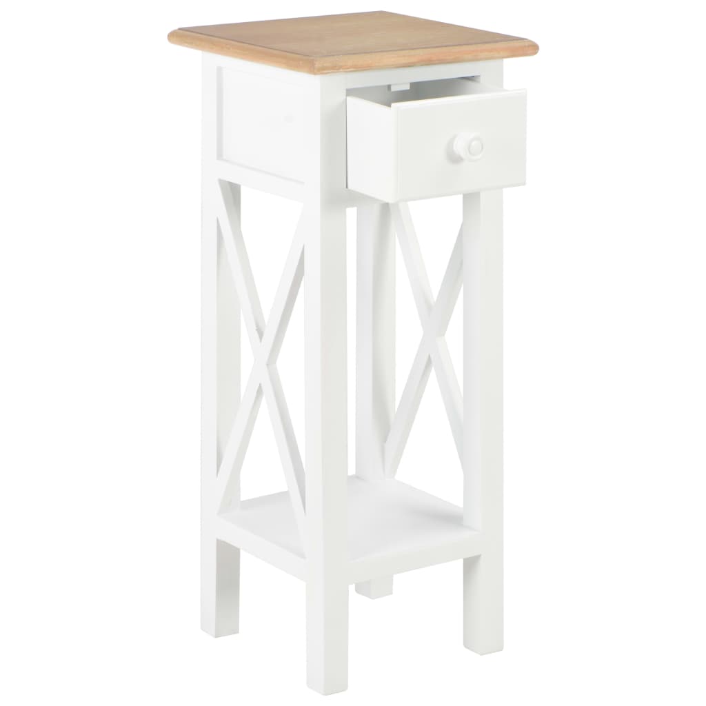 Mesa auxiliar de madera blanca 27x27x65,5 cm