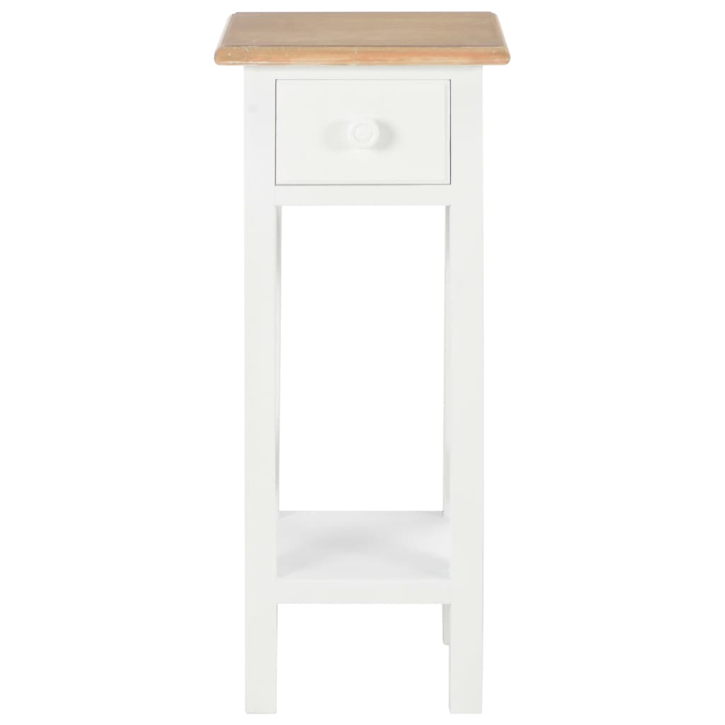Mesa auxiliar de madera blanca 27x27x65,5 cm