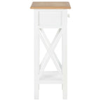 Mesa auxiliar de madera blanca 27x27x65,5 cm