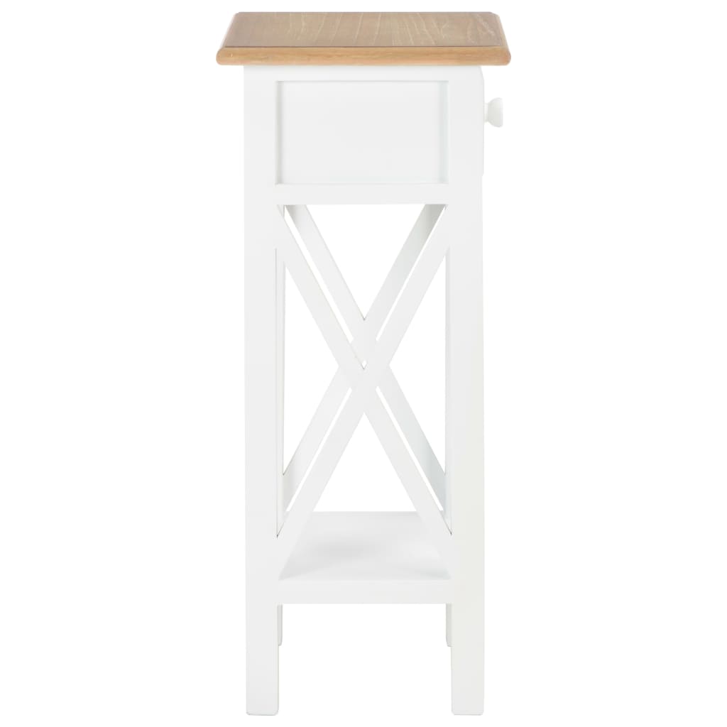 Mesa auxiliar de madera blanca 27x27x65,5 cm