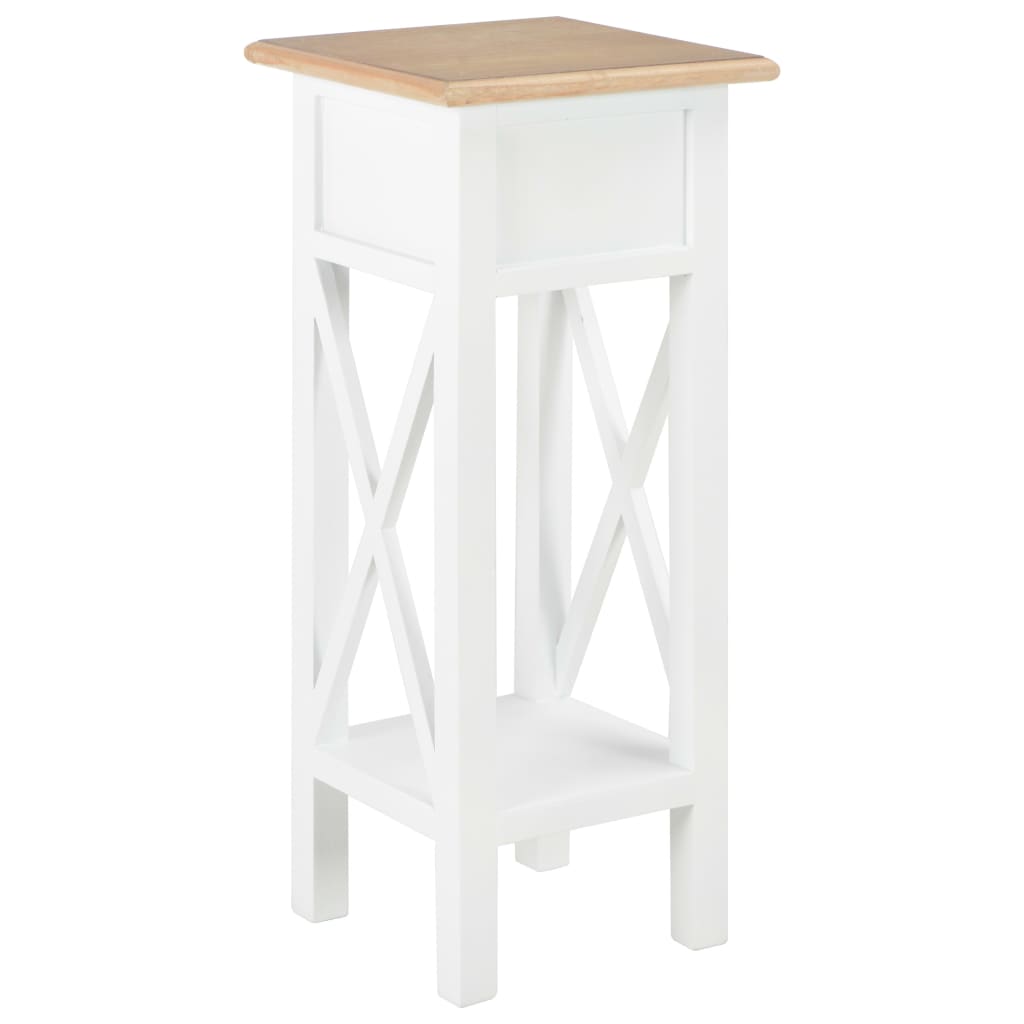 Mesa auxiliar de madera blanca 27x27x65,5 cm